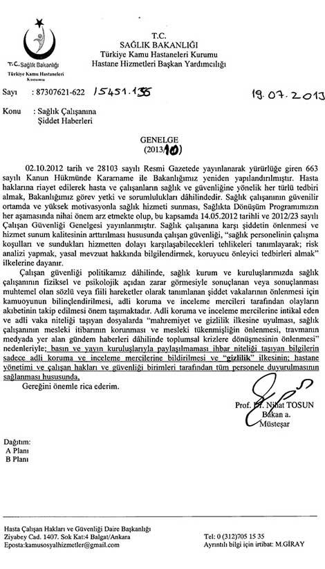 Bakanlık: İtibarınız için şiddete uğrasanız da basına haber vermeyin!