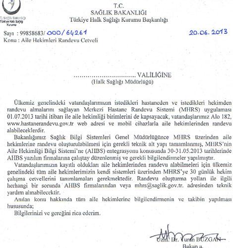Aile hekimlerine 'randevu cetveli' hakkında duyuru