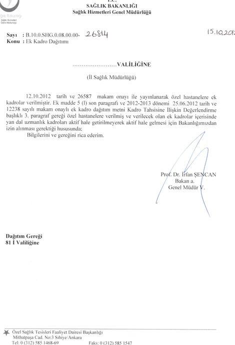 Özellere yan dal kadrosu yok!