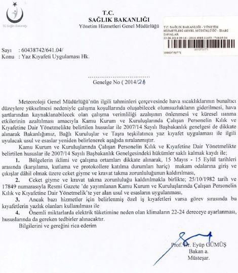 Bakanlıktan yaz kıyafeti uygulaması hakkında genelge