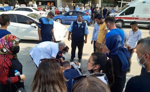 Kaza geçiren vatandaşa, hastaneden koşarak gelen doktor ilk müdahaleyi yaptı