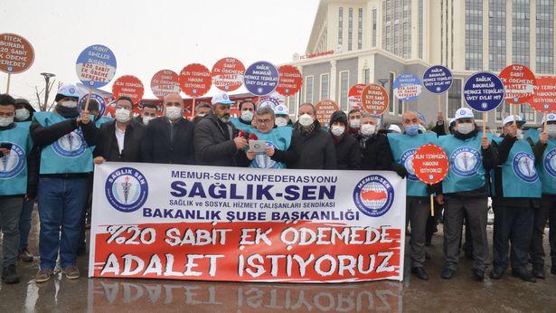 Sağlık-Sen'den 'sabit ek ödeme' eylemi: Adalet istiyoruz!