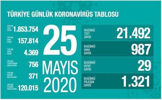Türkiye'de Kovid-19'dan iyileşen hasta sayısı 120 bini geçti