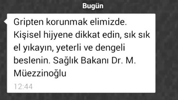 Sağlık Bakanından SMS'le uyarı