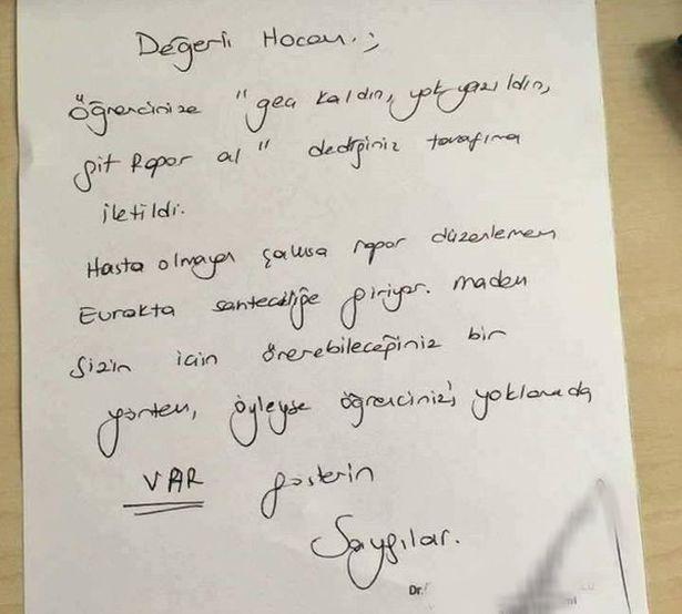 ’Rapor al’ diyen öğretmene doktordan tokat gibi cevap