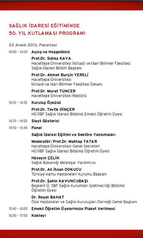 Sağlık İdaresi Eğitiminde 50. Yıl Kutlaması