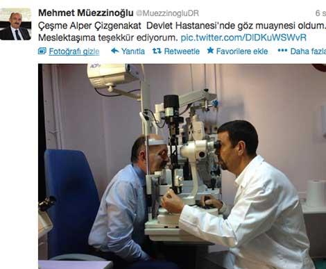 Müezzinoğlu'ndan doktora twitterdan teşekkür