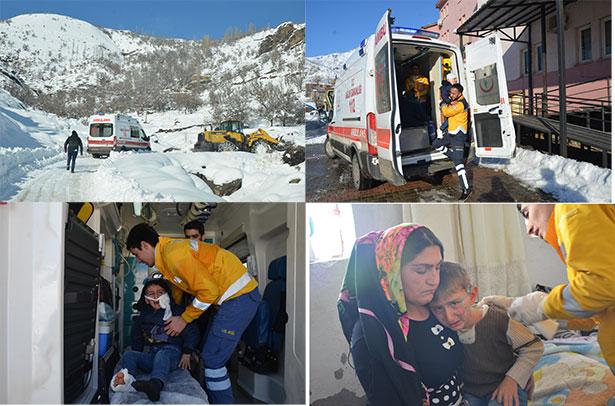 Çığ nedeniyle kapanan köye sağlık çalışanları zorluklarla ulaştı