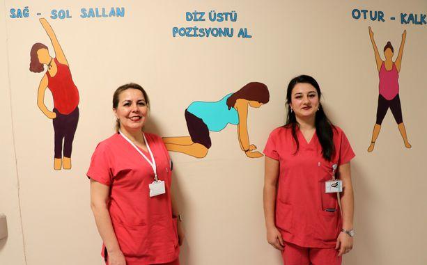 Ebelerden anne adaylarına egzersiz çizelgesi: Hastane duvarlarını boyadılar 