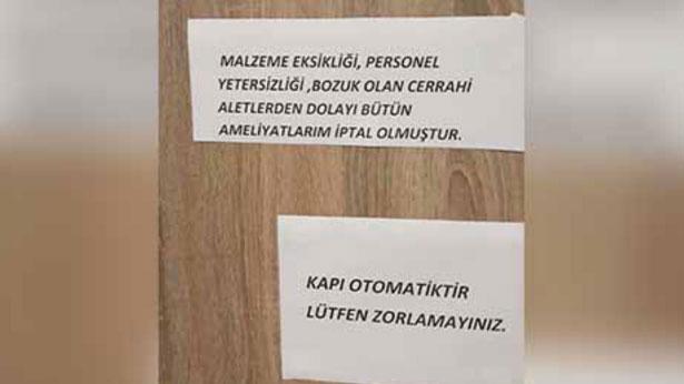 Doktor isyanını kapıya astı: Bütün ameliyatlarım iptal olmuştur!