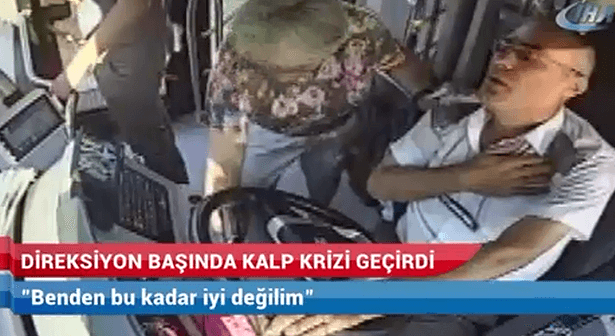 Direksiyon başında kalp krizi geçiren otobüs şoförüne ilk müdahaleyi 'yolcu hemşire' yaptı 