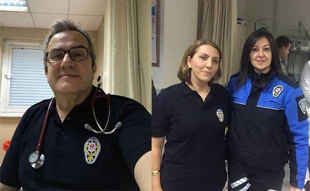 Hastalarını polis üniformasıyla muayene ettiler
