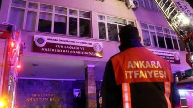 Ankara Tıp Cebeci Hastanesinde Psikiyatri binasında yangın