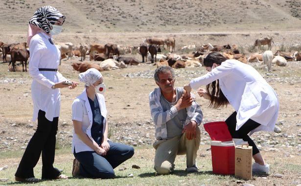Dağları taşları aşıp, çobanların korona aşılarını yaptılar