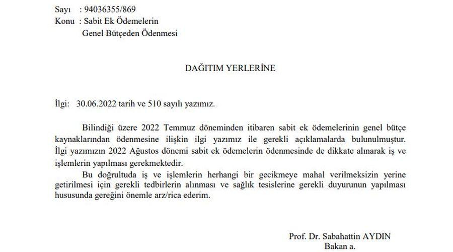 Bakanlıktan İlk Sağlık Müdürlüklerine: Sabit ek ödemeler genel bütçeden yapılacak