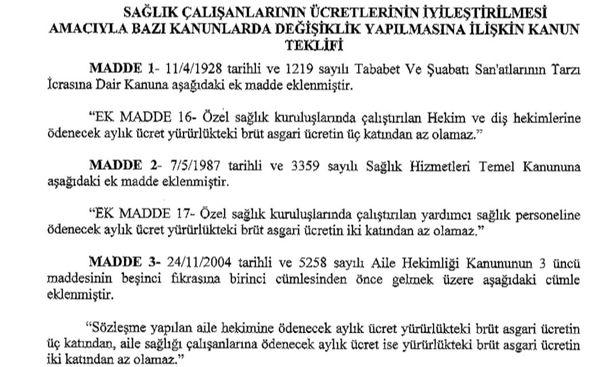CHP'den kanun teklifi: Özel hastanelerde çalışan hekimlerin maaşları, asgari ücretin üç katından az olamaz!