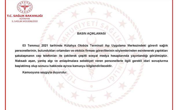 Kütahya İl Sağlık Müdürlüğü'nün otogarda görevli aşı personeline soruşturma kararına tepki yağdı