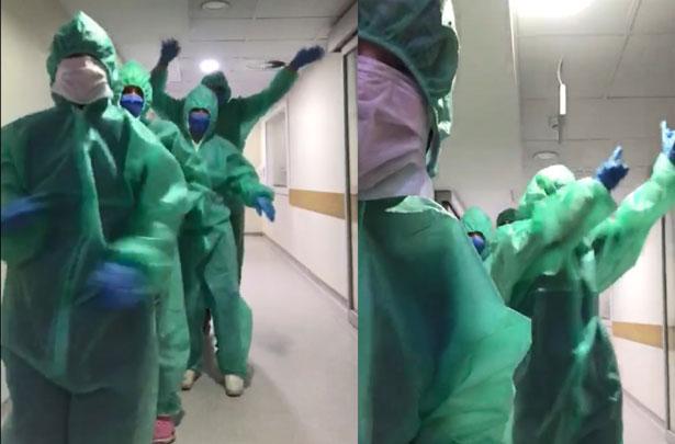 Sağlık çalışanları dans etti, sosyal medyada ilgi odağı oldu