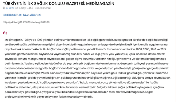 Medimagazin tez konusu oldu