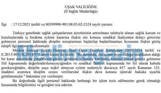 Sağlık Bakanlığı: Sendika eylemine katılan personele soruşturma açılamaz