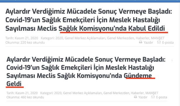Kovid-19’un Meslek hastalığı sayılması TBMM Sağlık Komisyonundan geçti mi?