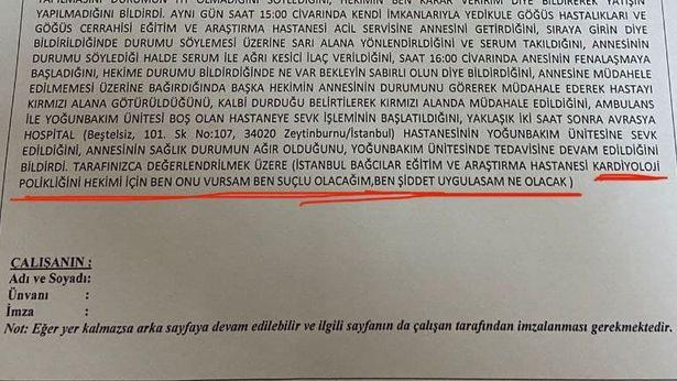 Hasta tehdit etti, hasta hakları birimi doktordan savunma istedi