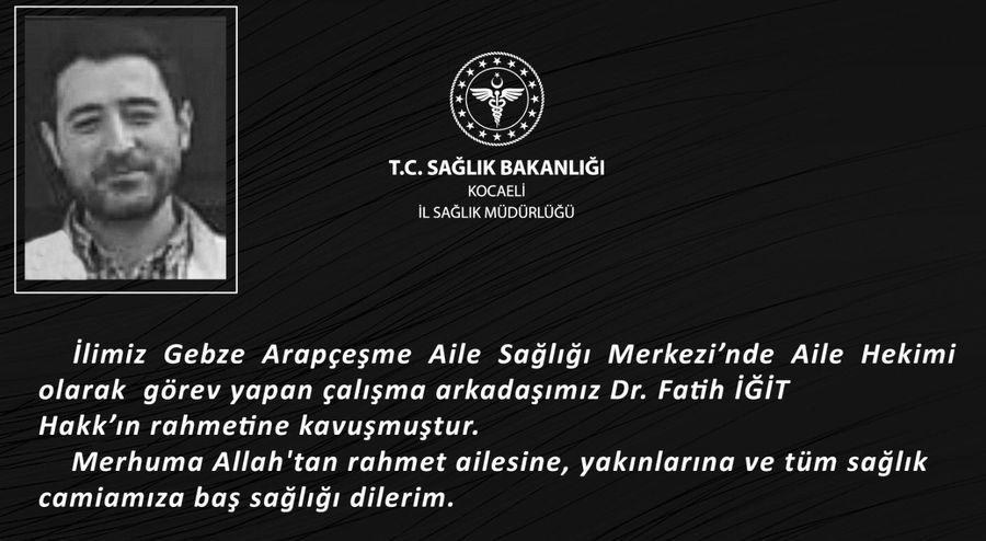 Kocaeli'de görev yapan aile hekimi yaşamını yitirdi