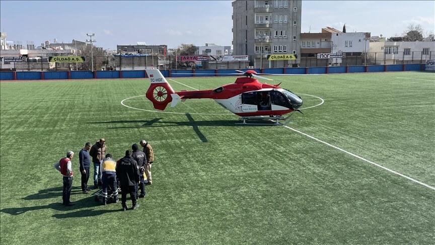 Depremzede hasta, Adıyaman'dan helikopterle Diyarbakır'a sevk edildi