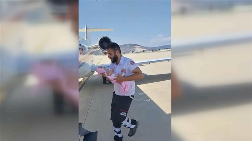 Muğla'da tedavi gören bebek uçak ambulansla İstanbul'a sevk edildi