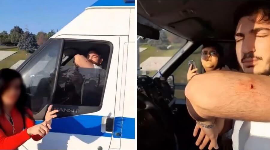 Ambulans şoförünü bıçakladı; kendisini görüntüleyene saldırdı