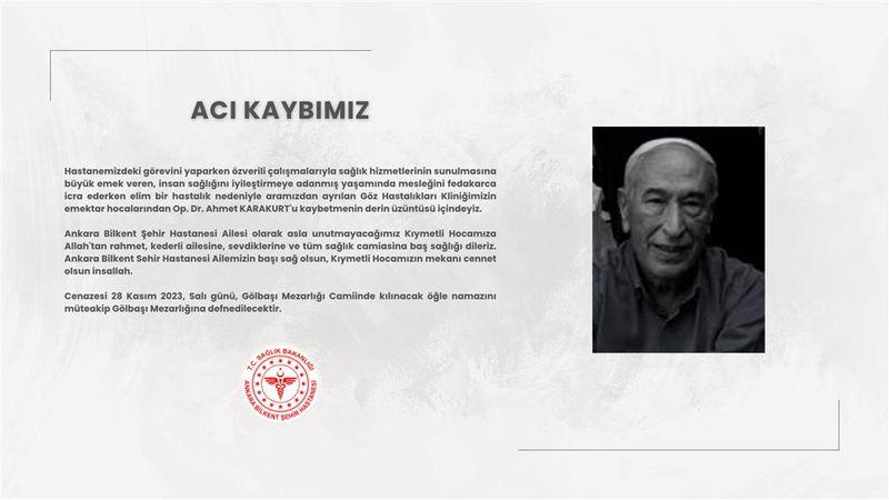Bilkent Şehir Hastanesinin emektar hocası hayatını kaybetti