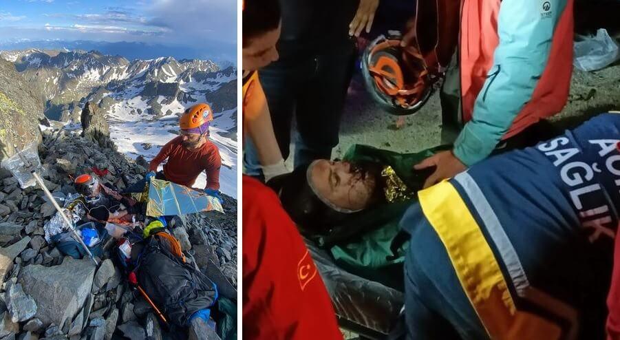 Kaçkarlar'da düşen dağcıya hayat kurtaran serumlu müdahale