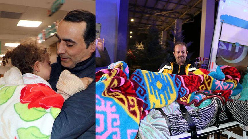 24 saat sonra enkaz altından çıkarılan doktor anne ve bebeği, tedavi için Van'a getirildi