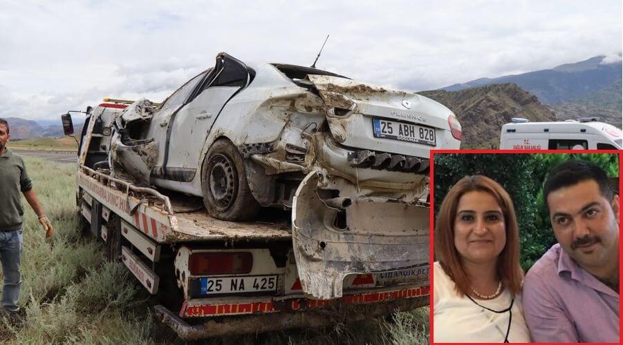 Erzurum'da otomobil şarampole yuvarlandı: Doktor öldü, sürücü eşi yaralı