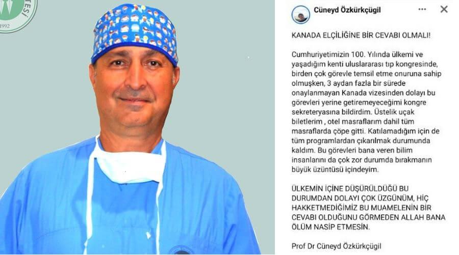 Tıp kongresine davet edilen profesöre Kanada'dan vize verilmedi