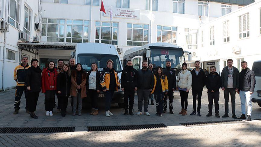 Trakya'dan 119 gönüllü sağlık çalışanı daha deprem bölgesine gitti