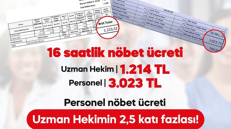 Uzman hekim, işçi kadrosundaki personelden 2,5 kat az nöbet ücreti alıyor!