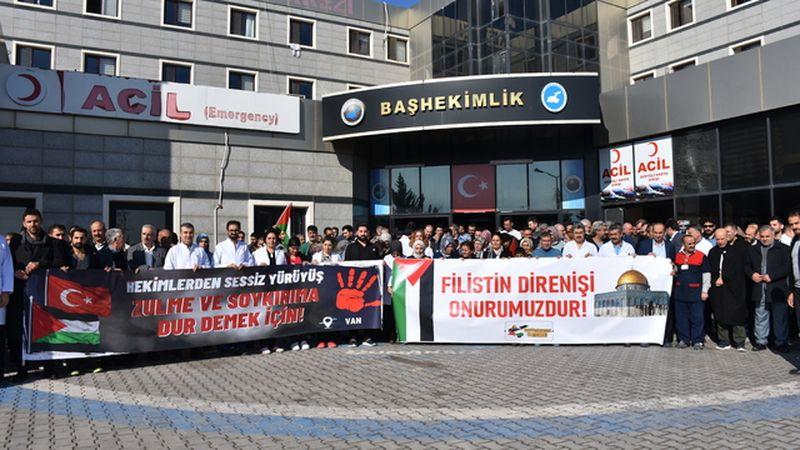 Van'da sağlık çalışanlarından Filistin'e destek açıklaması
