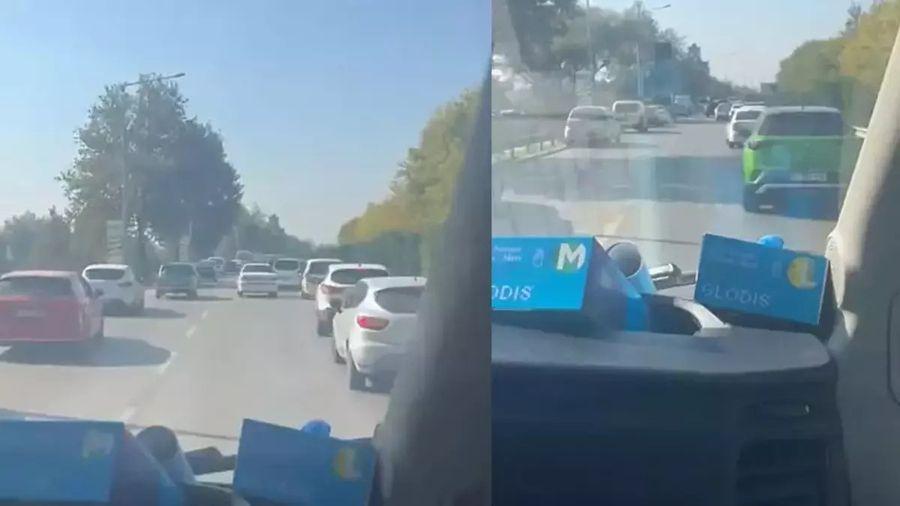 Ambulansa fermuar sistemi ile yol verdiler