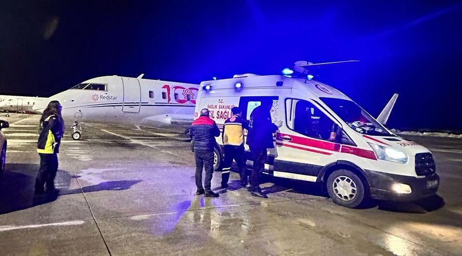 Rize'de MFS tedavisi gören çocuk ambulans uçakla Ankara'ya nakledildi