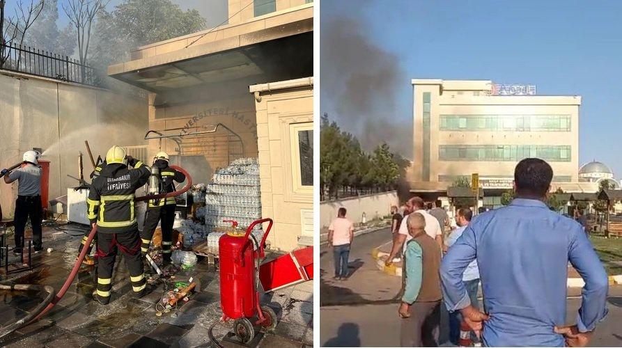 Diyarbakır'da hastanenin acil polikliniği girişindeki kantinde yangın