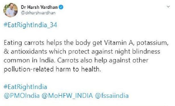 Hintli sağlık bakanının kirliliğe karşı havuç yiyin önerisine sosyal medyada tepki yağdı 