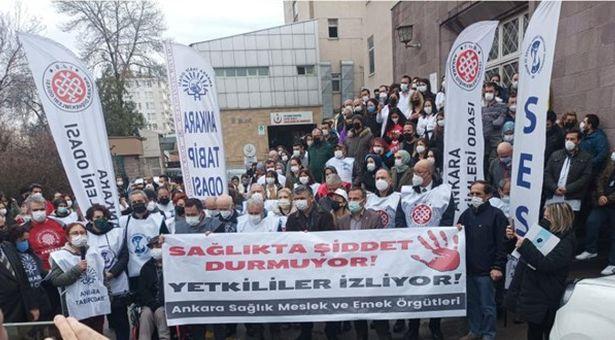 Ankara Eğitim ve Araştırma Hastanesi önünde sağlıkta şiddete tepki!